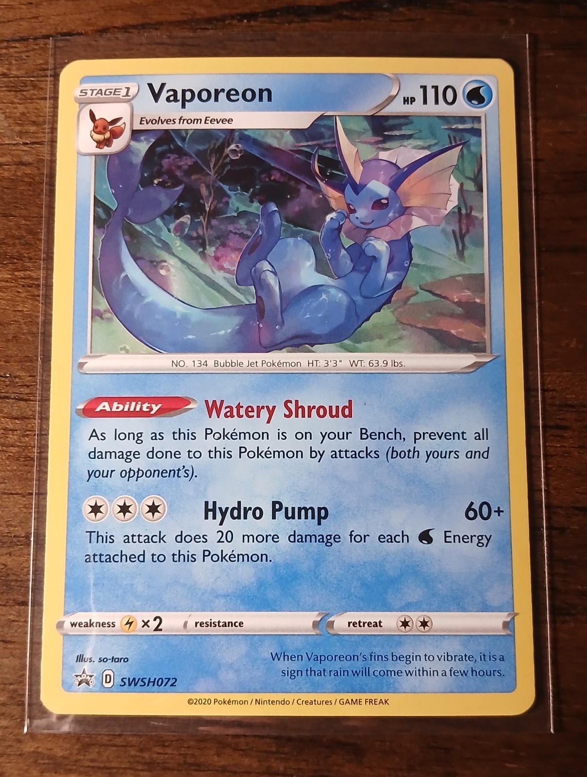 Pokemon Vaporeon (SWSH072/330) SWSH Black Star Promos LP HOLO