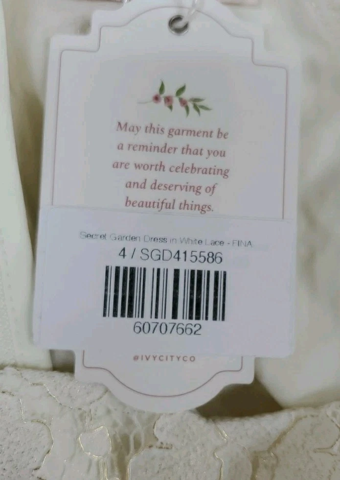 UNDERCOVER Abito nuovo Ivy City Co. Secret Garden manica corta bianco pizzo taglia 4