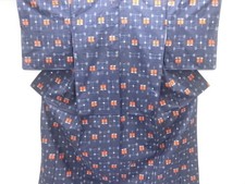 7734006: JAPANESE KIMONO / TSUMUGI / ENSEMBLE / WOVEN CAMELLIA