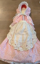 18" Vintage Faceless Ragdoll- Farmhouse- Primitive- Pink Dress W/ Apron