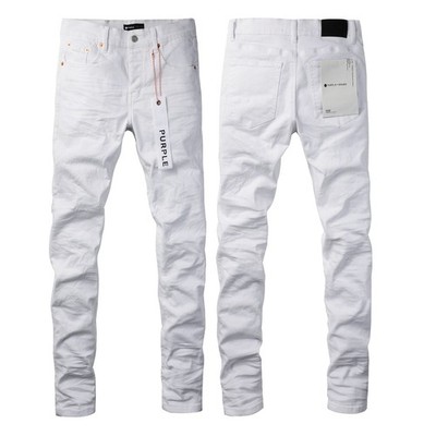 New Purple Brand Men's Ripped Pants Splash-ink Skinny Jeans White !
