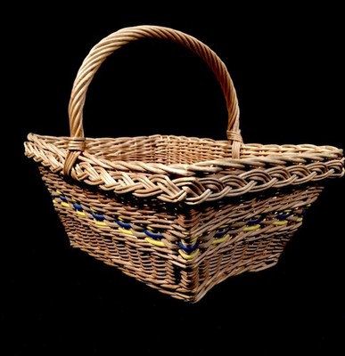 Vintage Fashion Weiden Einkaufskorb / Picknickkorb / Aufbewahrungsbox um 1950 blau