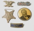 LOT OF 1866 GAR CIVIL WAR VETERANS GEN. GRANT MEDAL BADGE'S EAGLE BARS
