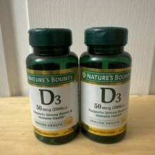 2 Lot Nature's Bounty Vitamin D3 50mcg 2000 IU 150 Rapid Release Softgels 2025