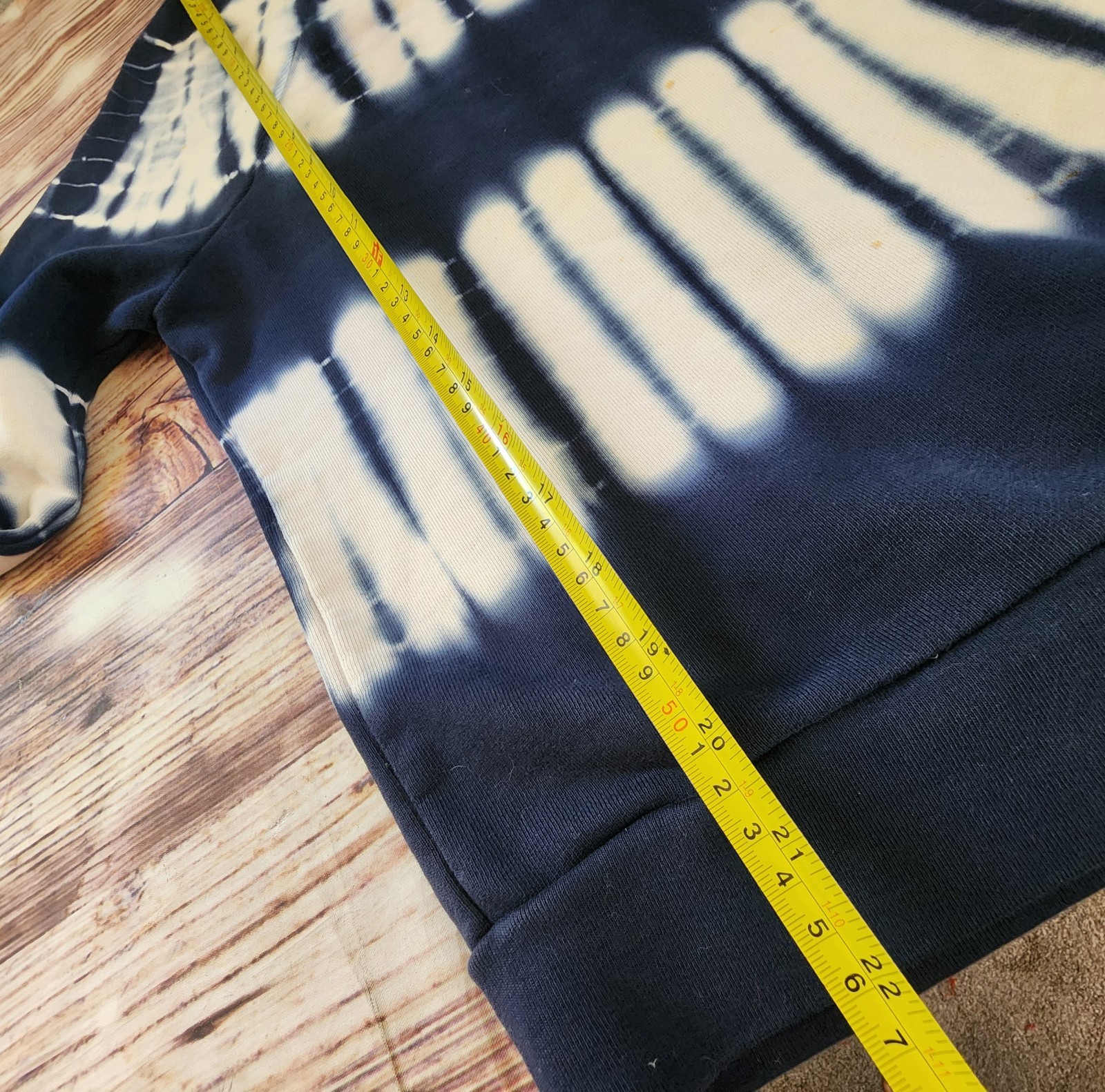 Madewell Hoodie L Tie Dye Navy White Cotton Boho Hippie Beachy Cozy Sweatshirt