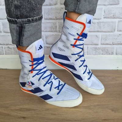 Adidas Box Hog 4 High Top Size 8 Boxing Women's shoes Sneaker White Blue JP9847