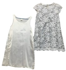 Vintage Jo Lene White Lace Flower Girls Dress W Satin Slip SZ 12 70's Wedding