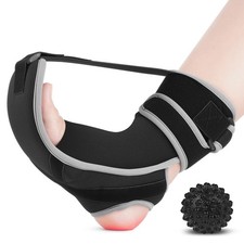 Plantar Fasciitis Night Splint with Massage Ball, Extended Rigid Plate for De...