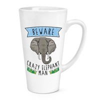 Beware VerrüCkte Elefant Mann 483Ml Groß Latte Becher Tasse - Lustig Tiere