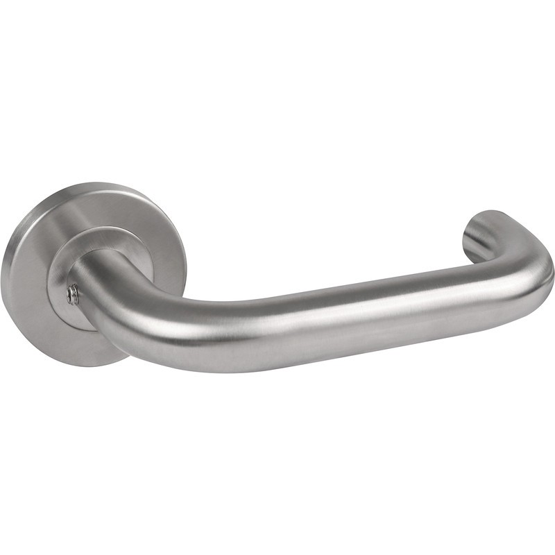 Stainless Steel Lever Door Handle on Rose Return to Door 54x140x68mm