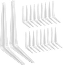 12 Inch Heavy Duty Steel L Brackets for Shelves - 20 Pack, Metal White Brackets