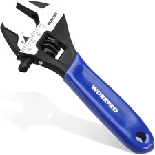WORKPRO 4-Inch Mini Adjustable Wrench, Cr-V Steel Wide Jaw Black Oxide Wrench