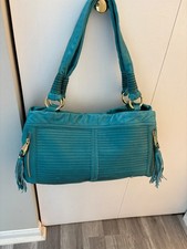 B. Makowsky Turquoise Leather Handbag Large