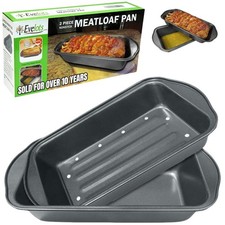 Evelots Meatloaf Pan 2 Piece Set - Drains Fat Non Stick Cooking Baking More