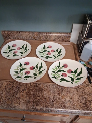 4 Stangl Pink Thistle Dinner Plates 10 inch Pottery C