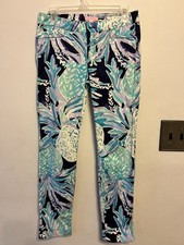 Lilly Pulitzer Kelly Pant Pineapple Knit Skinny Pants Size 2 EUC