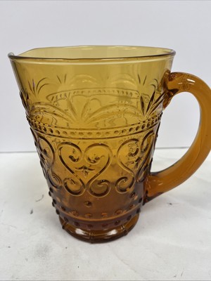 Vintage Zafferano Provenzale Amber Glass Pitcher 7.5'' Tall RARE