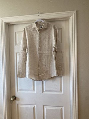 Todd Snyder 100% Linen Beige LS Button Up Sz 15 1/2.  See Pics