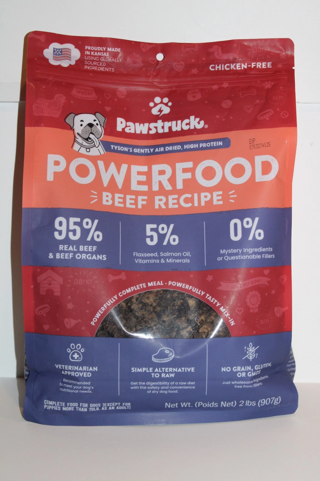 Pawstruck Air Dried Dog Food with Real Beef, Grain-Free, 2 Pound (Pack of 1)