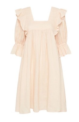 linen milkmaid midi dress White Plus Linen Look Milkmaid Midi Dress