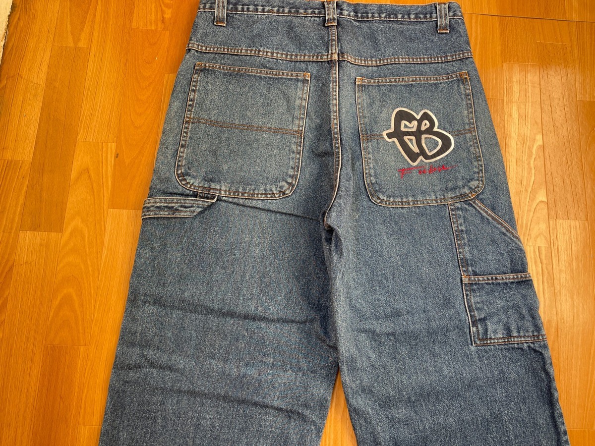 FUBU jeans, vintage baggy jeans, 90s hip hop, 1990s, mens size W