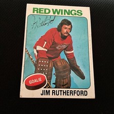 Autographed  1975-76 Topps JIM RUTHERFORD .    HOF.        **J-1