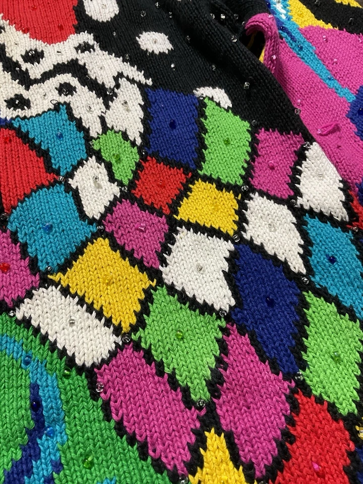 Suéter Vintage Adrienne Vittadini Arte Pop Años 90 Cuentas Floral Talla L Arte Para Usar Foto 3 de 4