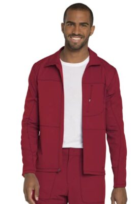 Dickies Dynamix Men Warm Up Scrubs Jacket Zip Front Plus Size DK310, 3XL, Red