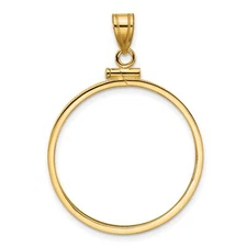 14k Yellow Gold Reeded Border Screw Top US $10 Indian Coin Bezel