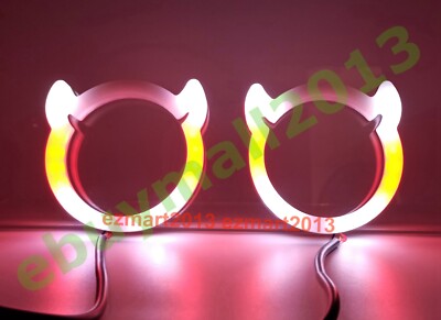 Bluetooth Dynamic Flow Chasing RGB Ox Horn Halo Demon Devil Angel Eye for Subaru