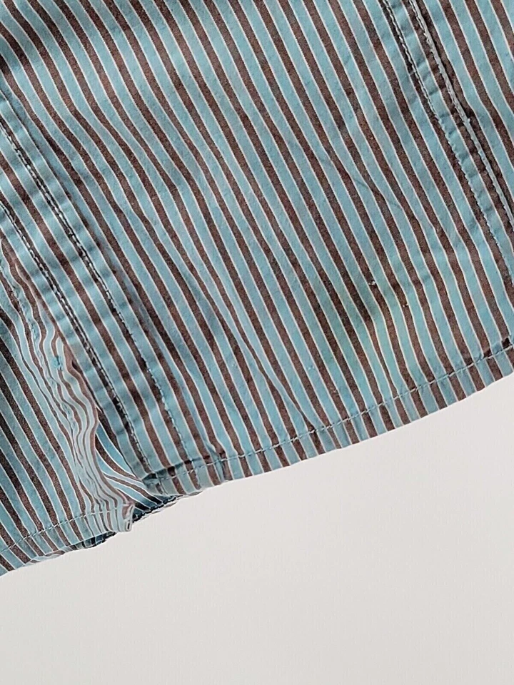 The Streets Revolution Mens Button-Up Long Sleeve Size Around M Blue/Brown - Image 3 of 4