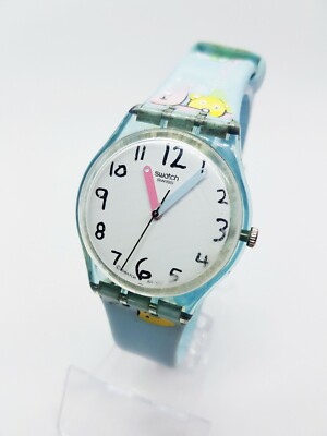 2008 Cool Light Blue Swatch Watch | Cool Swiss Character Watch for men & Women