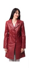 CHEVIGNON DAMEN LEDER JACKE MANTEL ROT Gr.S wNEU 