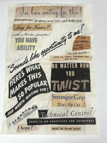 1950's Homemade Collage Art Letter Note Newspaper Magazine Clippings Funny Charm - Picture 1 of 5