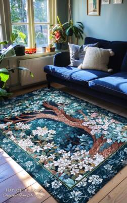 Bohemian Tree Rug Magical Aesthetic | Folklore Room Decor Ethereal Area Rug Natu