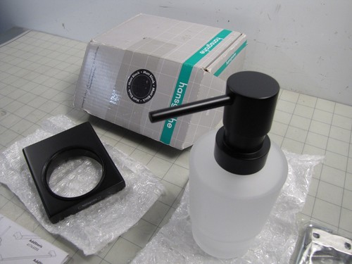 Hansgrohe 41745670 AddStoris Wall Mount Liquid Soap Dispenser Matte Black NEW - Picture 2 of 4