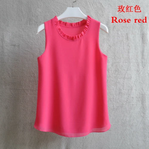 Lady Double Layer Chiffon Tank Top Vest Camisole Ruffle Basic T Shirt Loose Fit - Picture 19 of 36