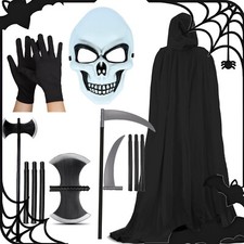 Adult Grim Reaper Costume Phantom of Darkness Death Reaper Halloween Fancy Dress