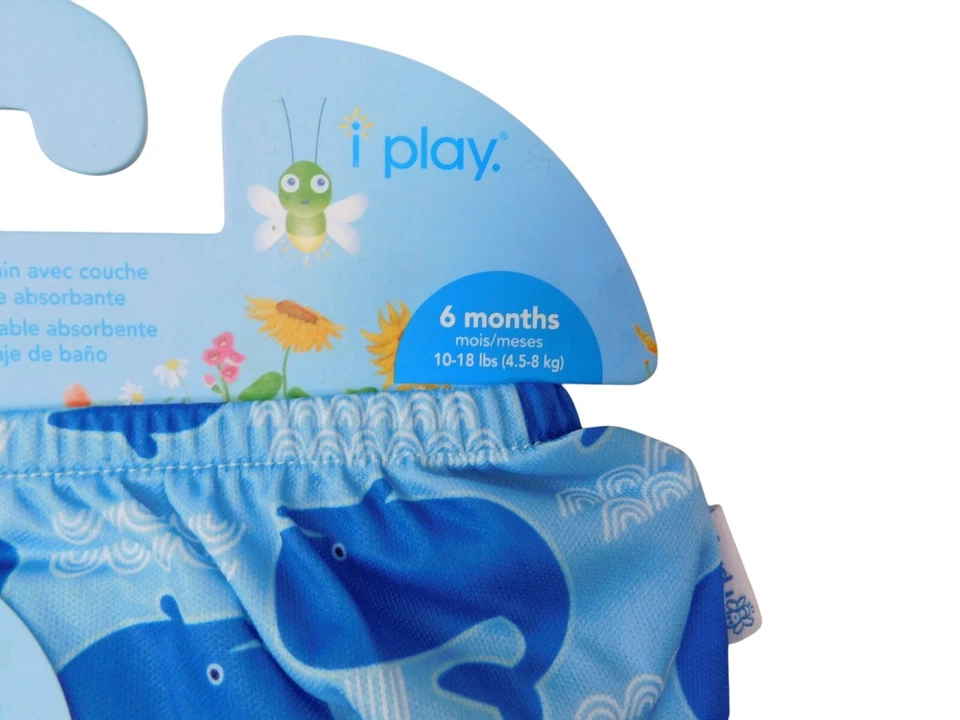 NUEVO CON ETIQUETAS i Play 6 Meses 10-18 libras Reutilizable Absorbente Traje de Baño Pañal Lt Azul Ballenas Foto 2 de 4