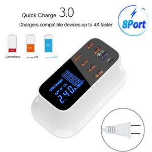 5V 8A Multi-Ports USB Adapter Wall Charger Smart LED Display Charging Station