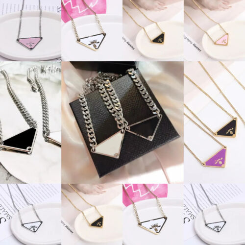 Women Classic Triangle Pendant Chain Necklaces Luxury Designer Charm Bracelets - Afbeelding 1 van 59