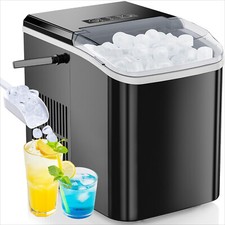 Black Portable Countertop Ice Maker 9 Ice Cubes in 6 Mins, Self-Cleaning