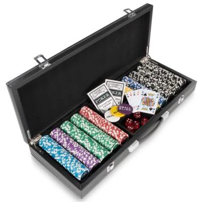 Pokerkoffer Leder Deluxe Pokerset mit 500 abgerundeten Laser Chips 12 g Kern - Bild 1 von 4