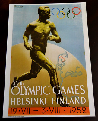 Poster Olympische Spiele ''Helsinki Finland 1952'', 35 x 25 cm, Texaco, Vintage
