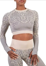 MAXXIM Long Sleeve Seamless Crop Top With Thumb Holes Cobra MEDIUM
