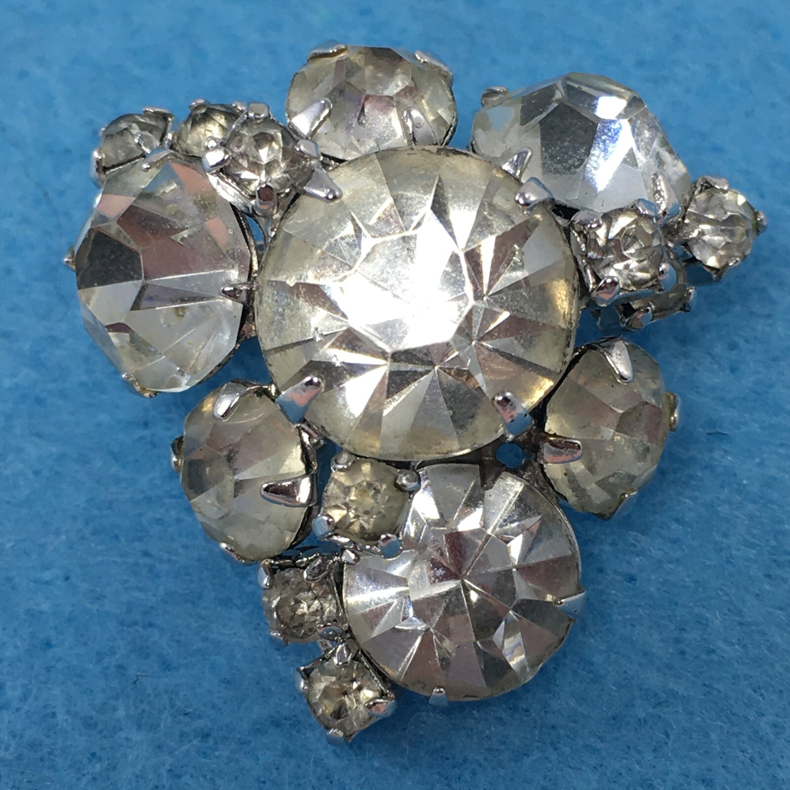 Clear Rhinestone Triangular Triangle Silver Tone … - image 9