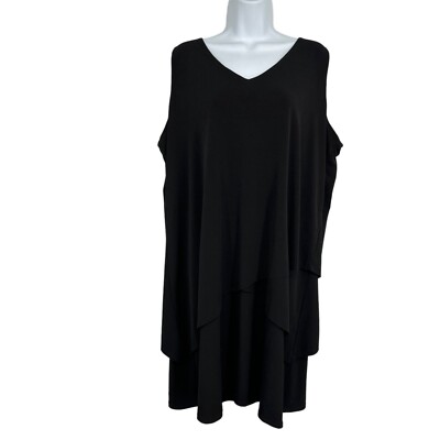 susan graver liquid knit sleeveless dress Susan Graver liquid knit dress with overlay