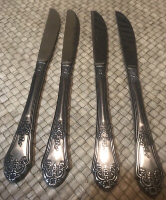 Stanley Roberts ALEXIS Stainless 4 Dinner Knives Rogers Co Korea Flatware 12EG
