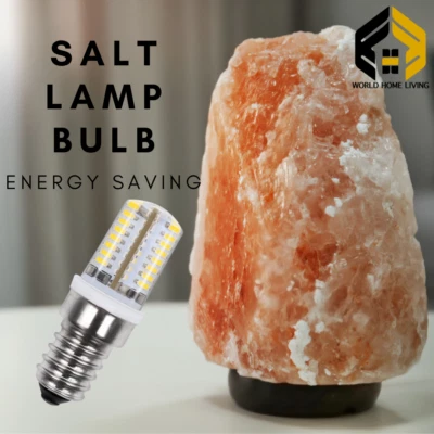 WORLD HOME LIVING Pack Himalayan Salt Lamp LED Bulb Screw Pygmy Light Set E14 3W = 25W Energy Save