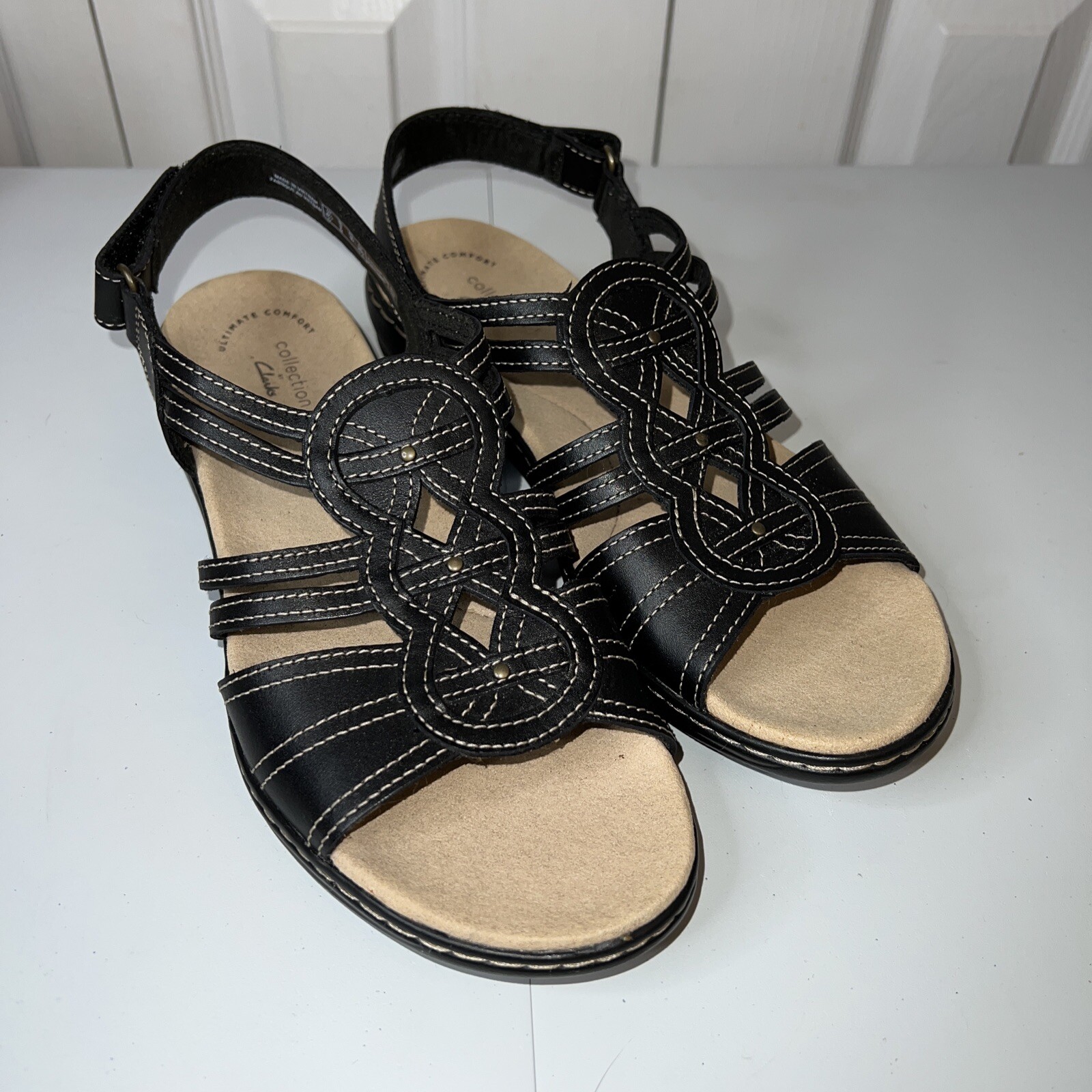 Clarks Collection Sandals Womens 9 M Leisa Janna Slingback Strappy Black  New | eBay